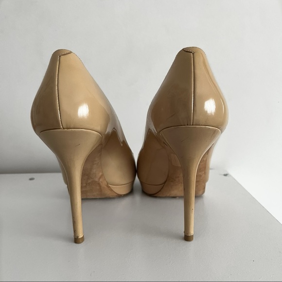 JIMMY CHOO Patent Leather Peep Toe Pump Heels - Picture 3 of 4